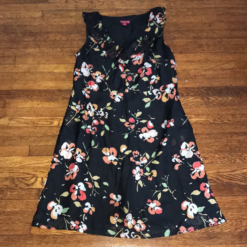 Merona Black Floral Sleeveless Dress